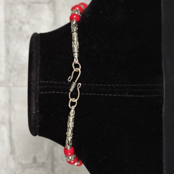 Artisan Crafted Silver/Stone Collar Style Necklace - Picture 3 of 5